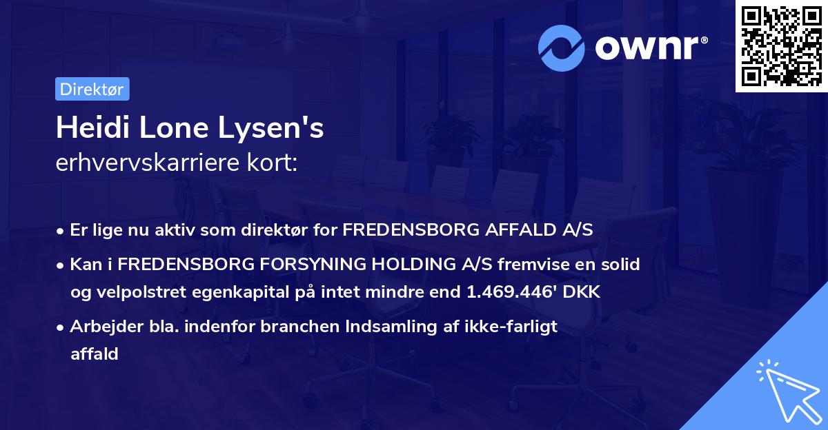 Heidi Lone Lysen's erhvervskarriere kort