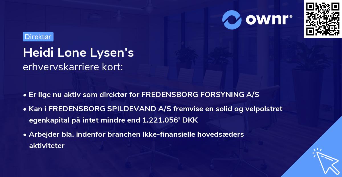 Heidi Lone Lysen's erhvervskarriere kort