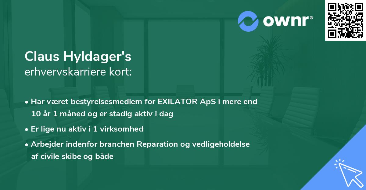 Claus Hyldager's erhvervskarriere kort