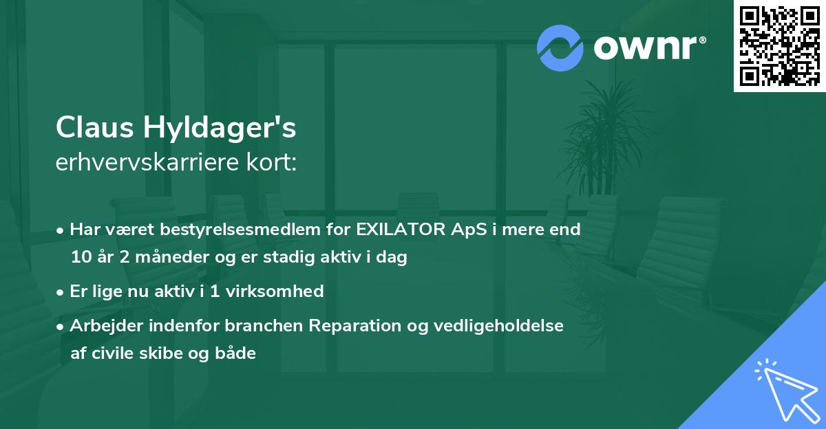 Claus Hyldager's erhvervskarriere kort