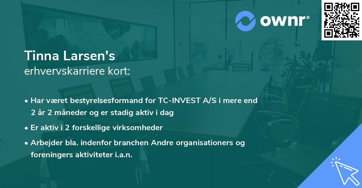 Tinna Larsen's erhvervskarriere kort