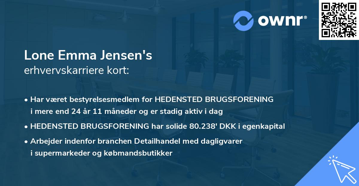 Lone Emma Jensen's erhvervskarriere kort