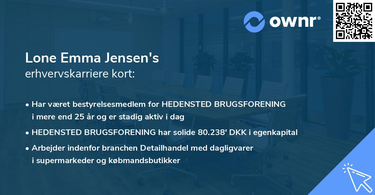 Lone Emma Jensen's erhvervskarriere kort