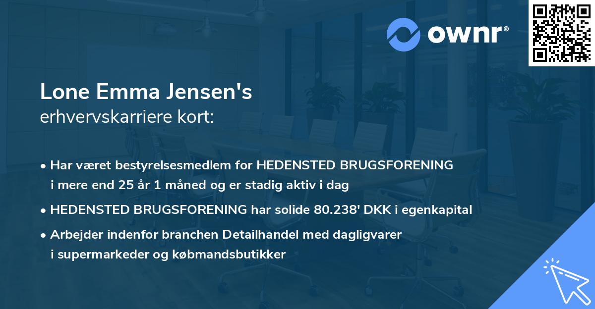 Lone Emma Jensen's erhvervskarriere kort