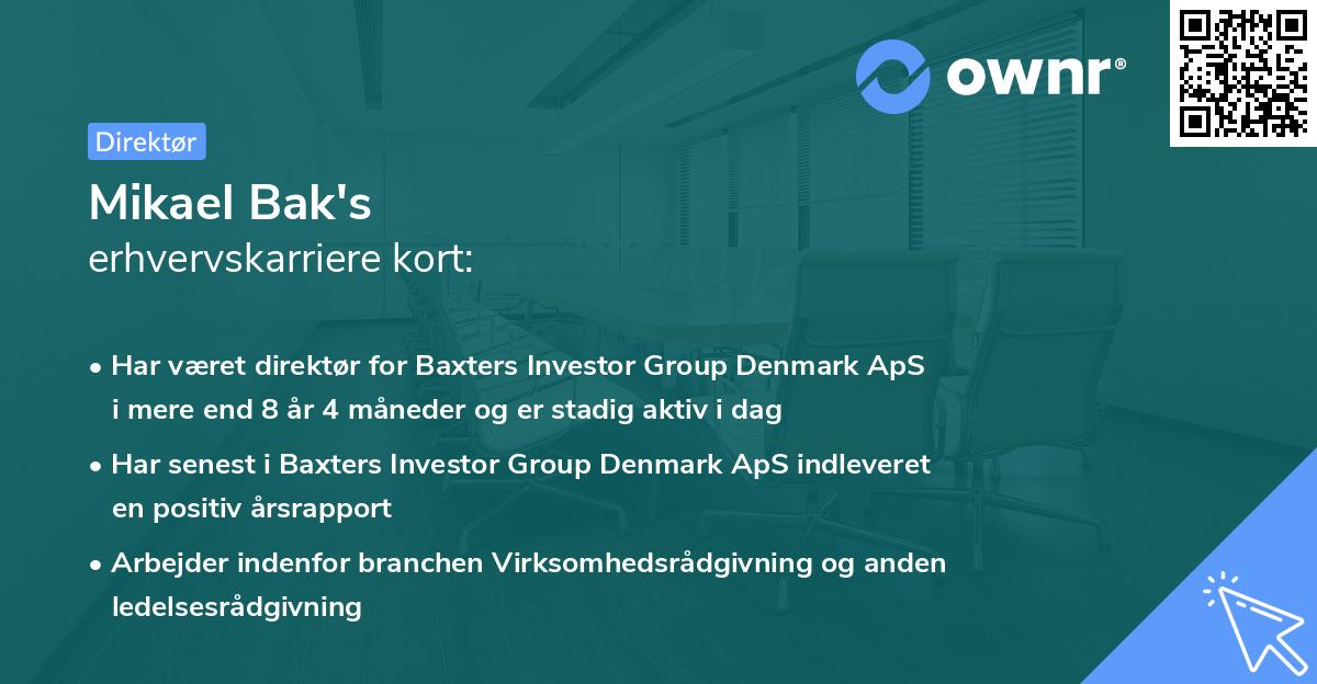 Mikael Bak's erhvervskarriere kort