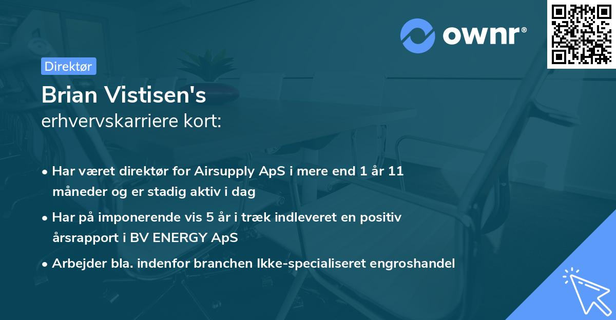 Brian Vistisen's erhvervskarriere kort