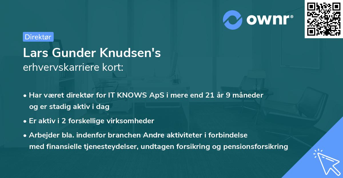 Lars Gunder Knudsen's erhvervskarriere kort