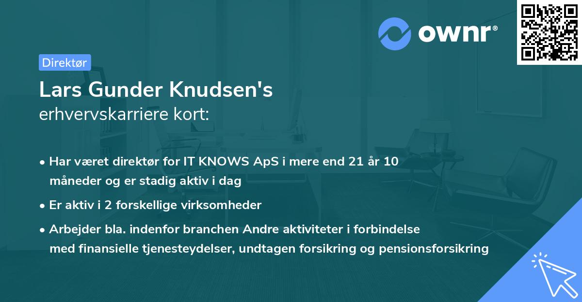 Lars Gunder Knudsen's erhvervskarriere kort