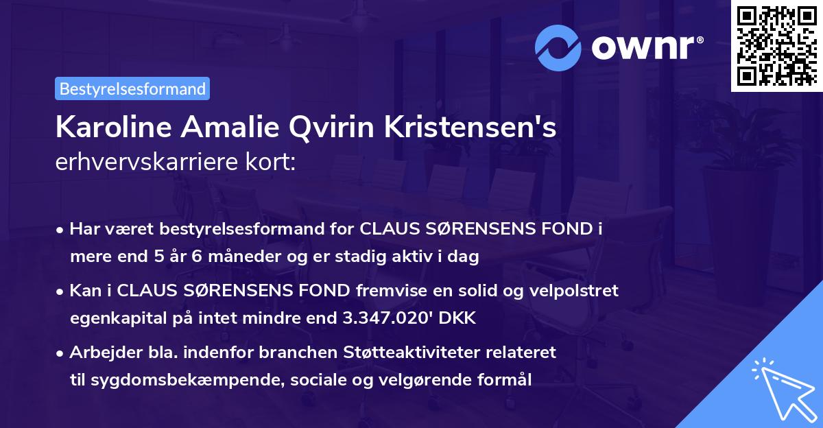 Karoline Amalie Qvirin Kristensen's erhvervskarriere kort