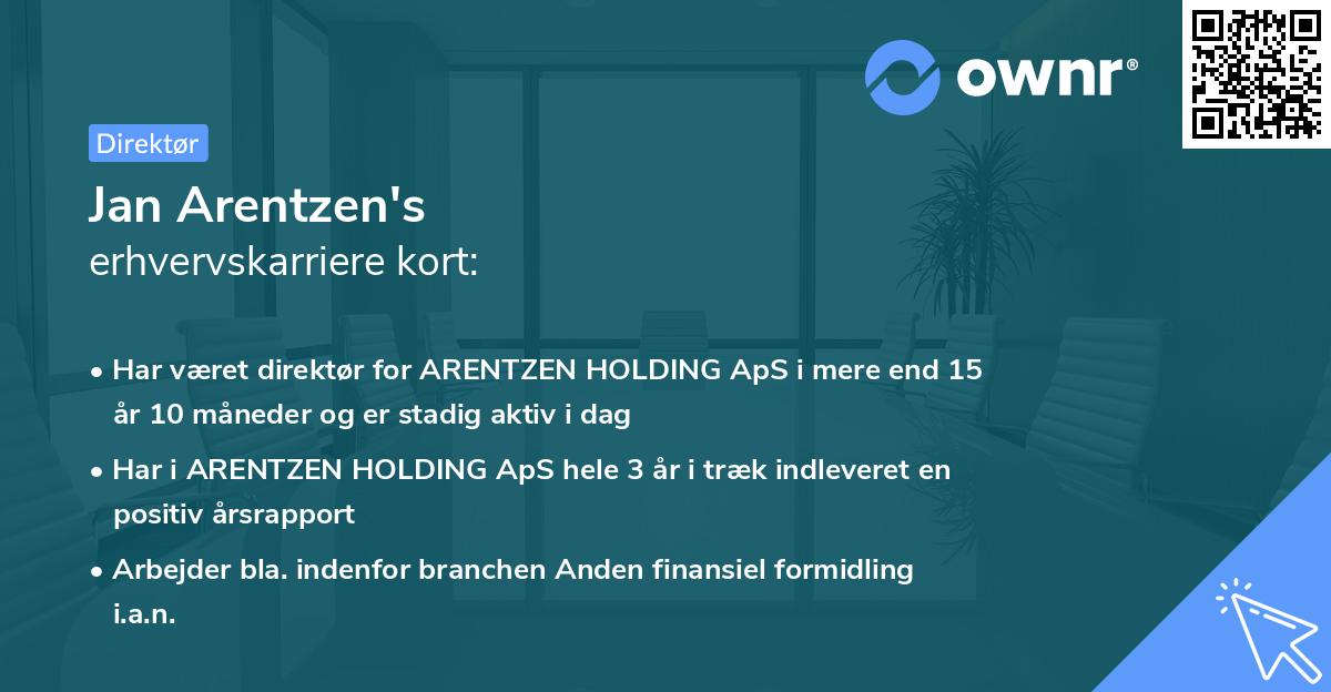 Jan Arentzen's erhvervskarriere kort