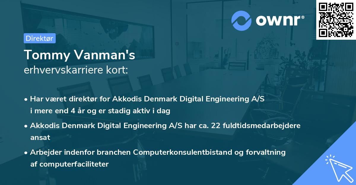 Tommy Vanman's erhvervskarriere kort