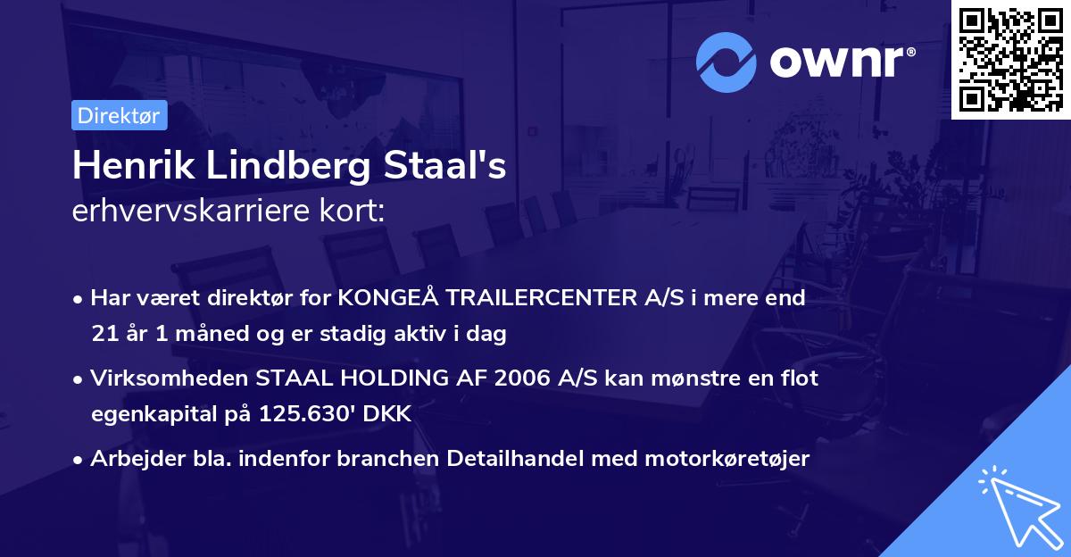 Henrik Lindberg Staal's erhvervskarriere kort