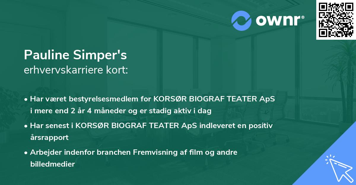 Pauline Simper's erhvervskarriere kort