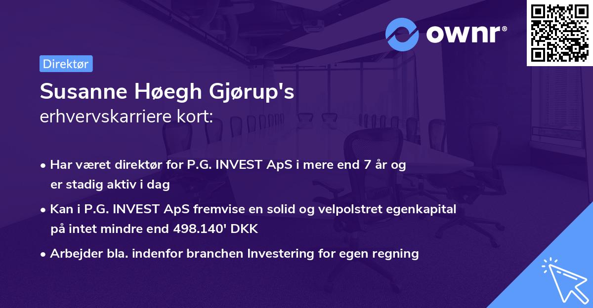 Susanne Høegh Gjørup's erhvervskarriere kort