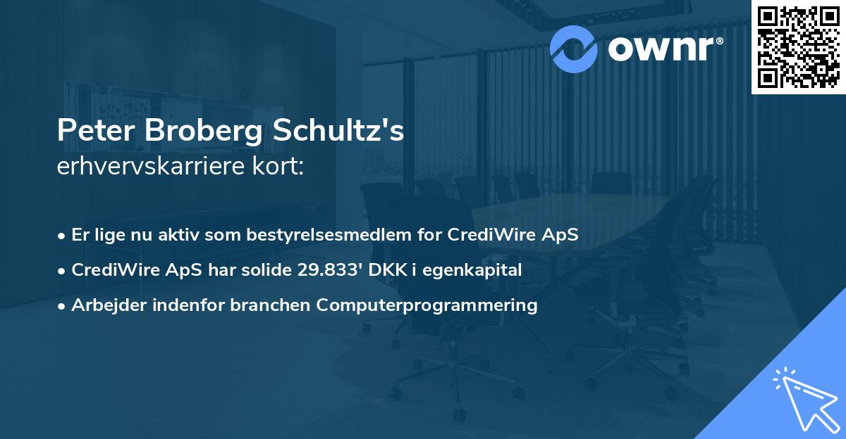 Peter Broberg Schultz's erhvervskarriere kort