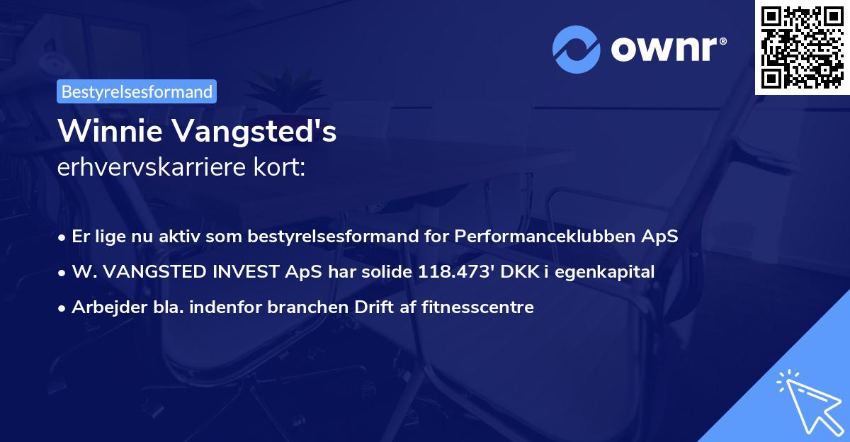 Winnie Vangsted's erhvervskarriere kort