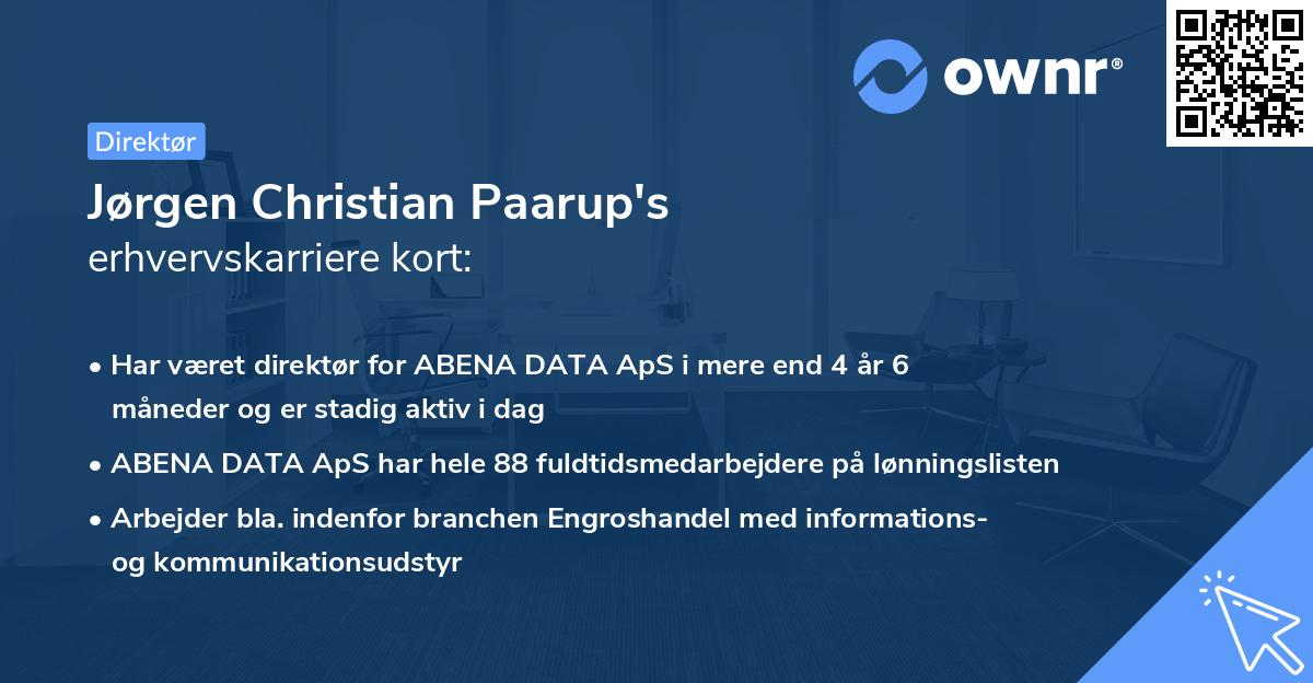 Jørgen Christian Paarup's erhvervskarriere kort