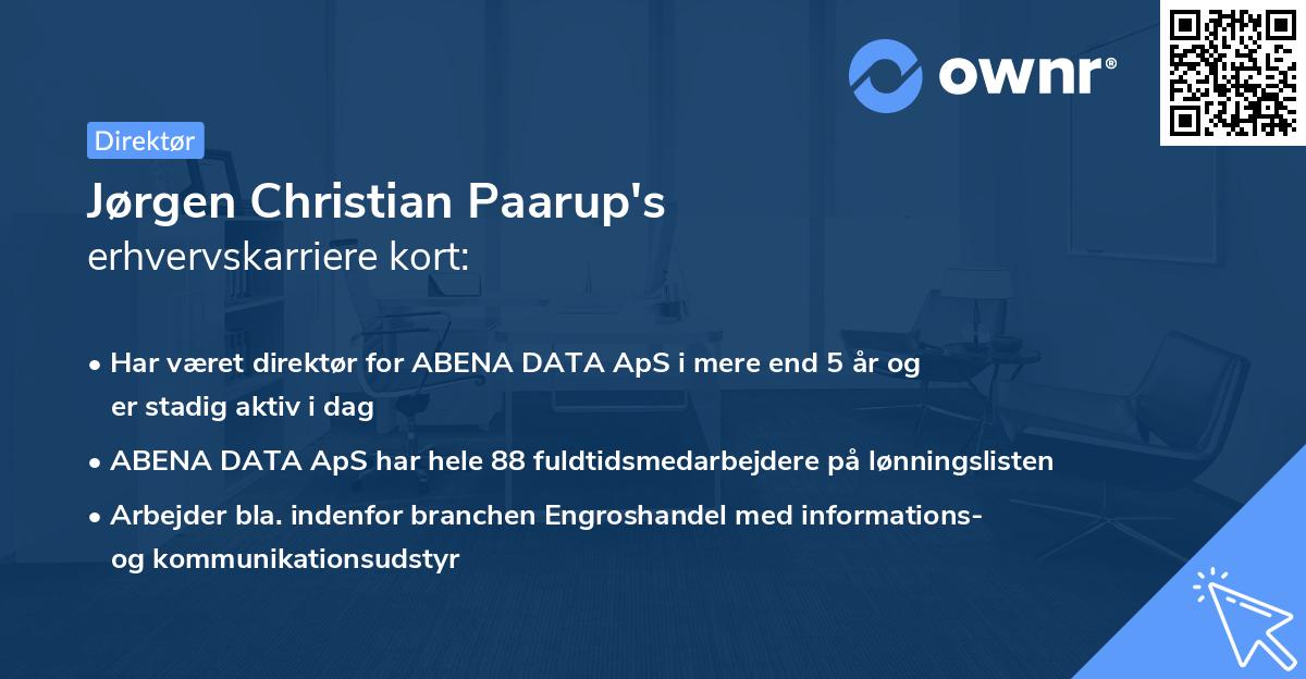 Jørgen Christian Paarup's erhvervskarriere kort