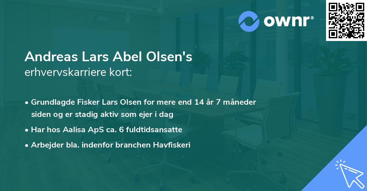 Andreas Lars Abel Olsen's erhvervskarriere kort