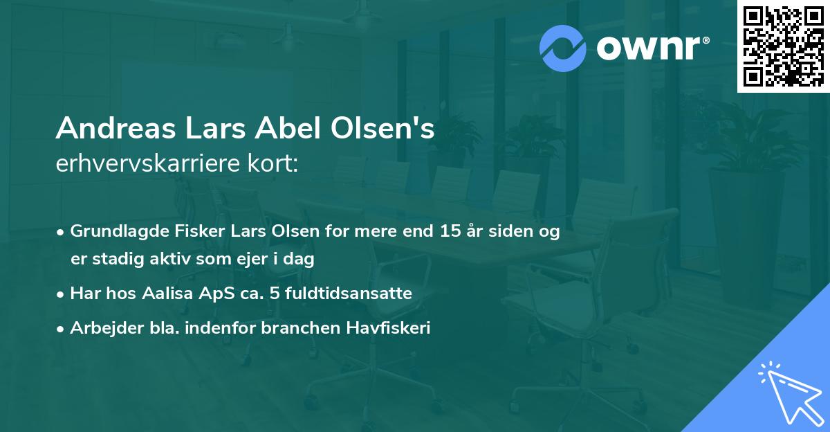 Andreas Lars Abel Olsen's erhvervskarriere kort
