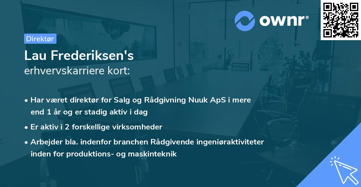 Lau Frederiksen's erhvervskarriere kort