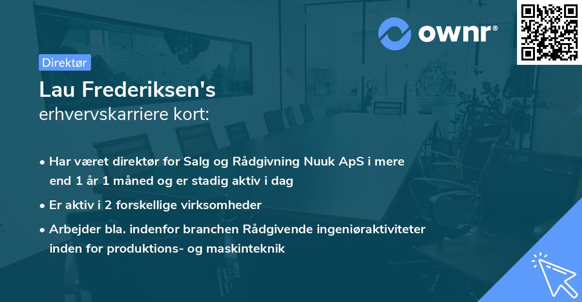 Lau Frederiksen's erhvervskarriere kort