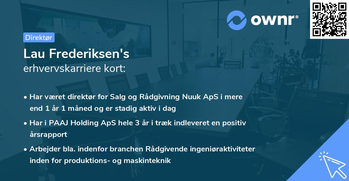 Lau Frederiksen's erhvervskarriere kort