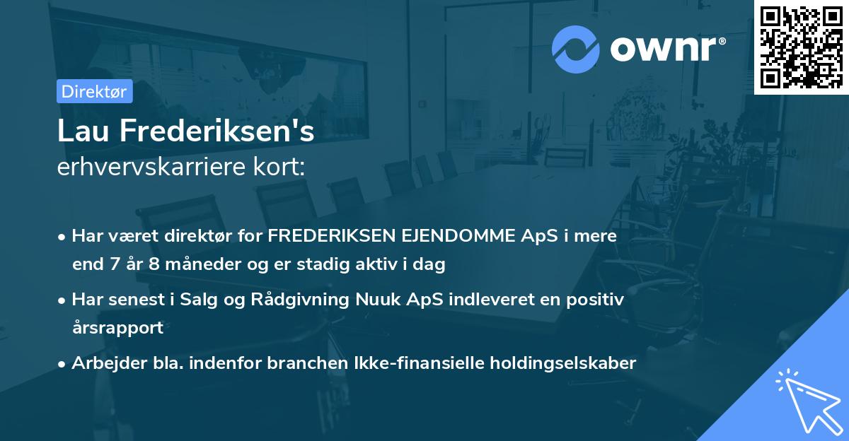 Lau Frederiksen's erhvervskarriere kort