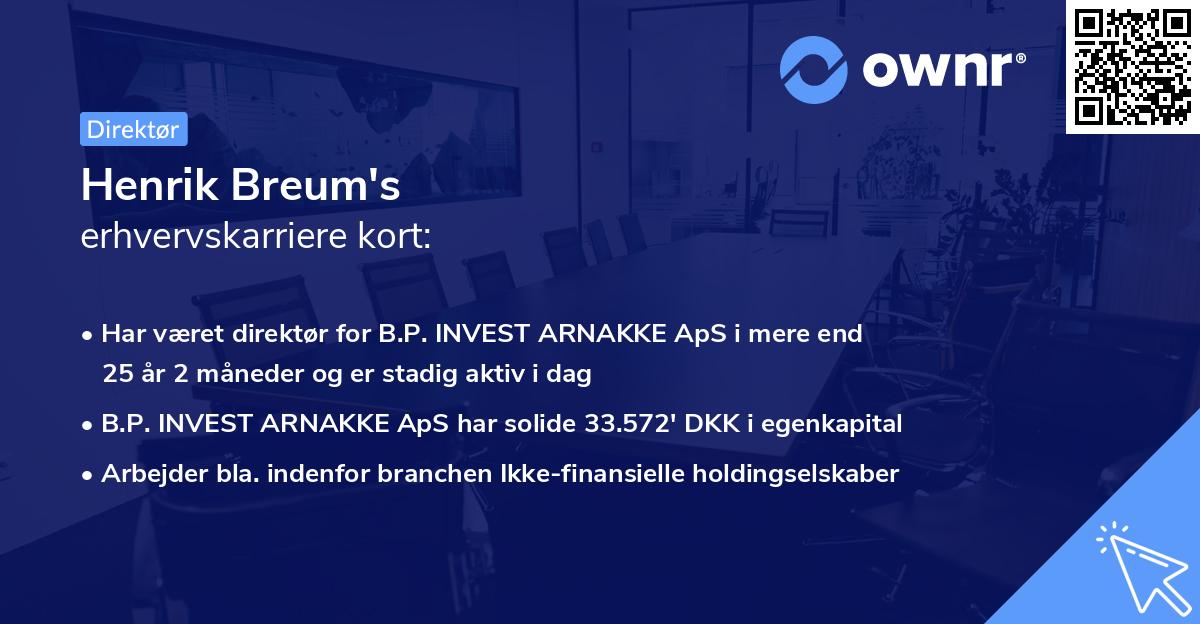 Henrik Breum's erhvervskarriere kort