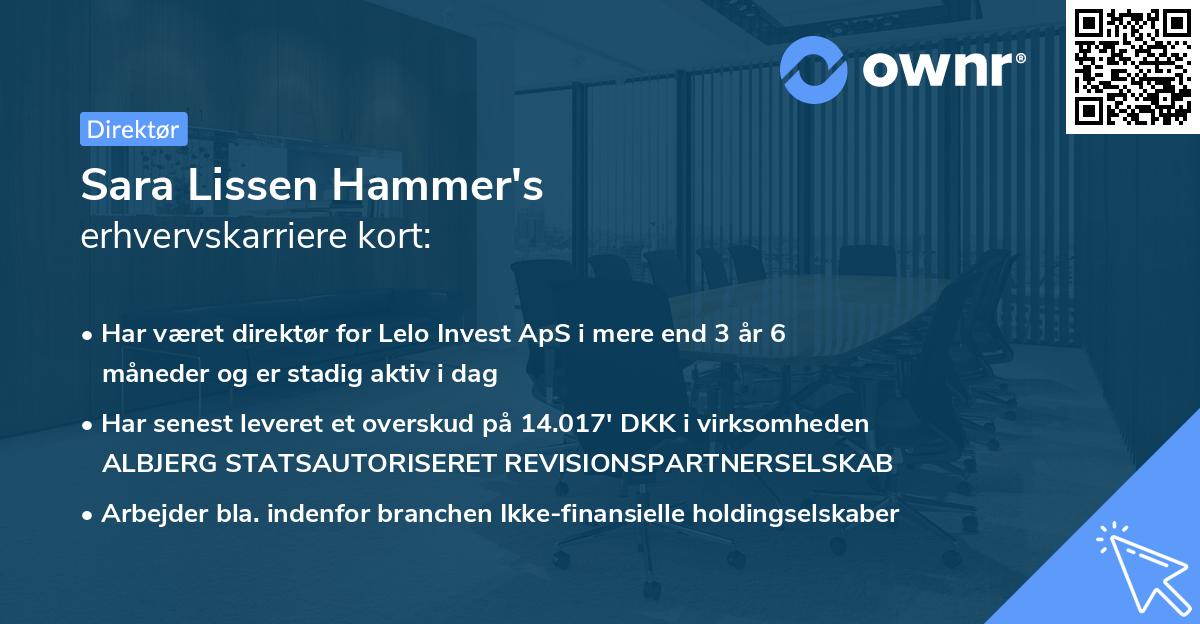 Sara Lissen Hammer's erhvervskarriere kort