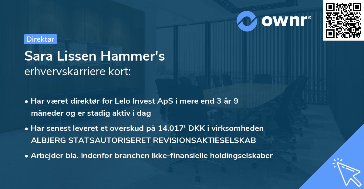 Sara Lissen Hammer's erhvervskarriere kort