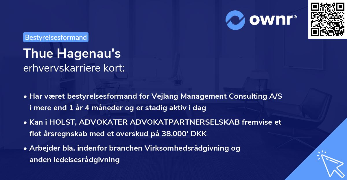 Thue Hagenau's erhvervskarriere kort