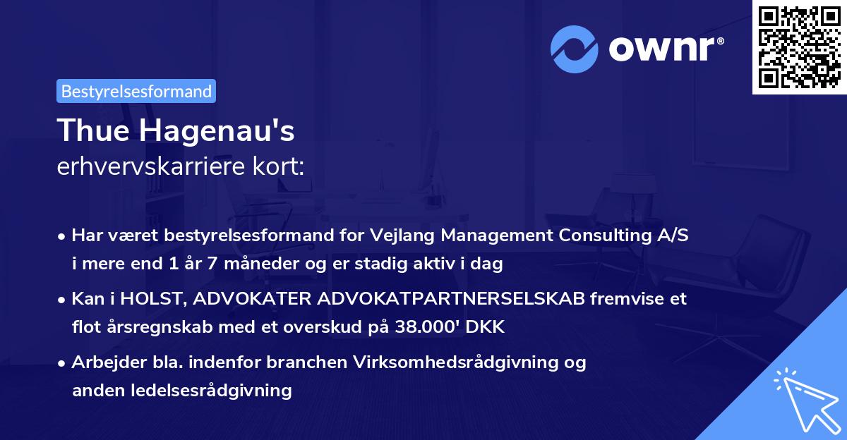 Thue Hagenau's erhvervskarriere kort