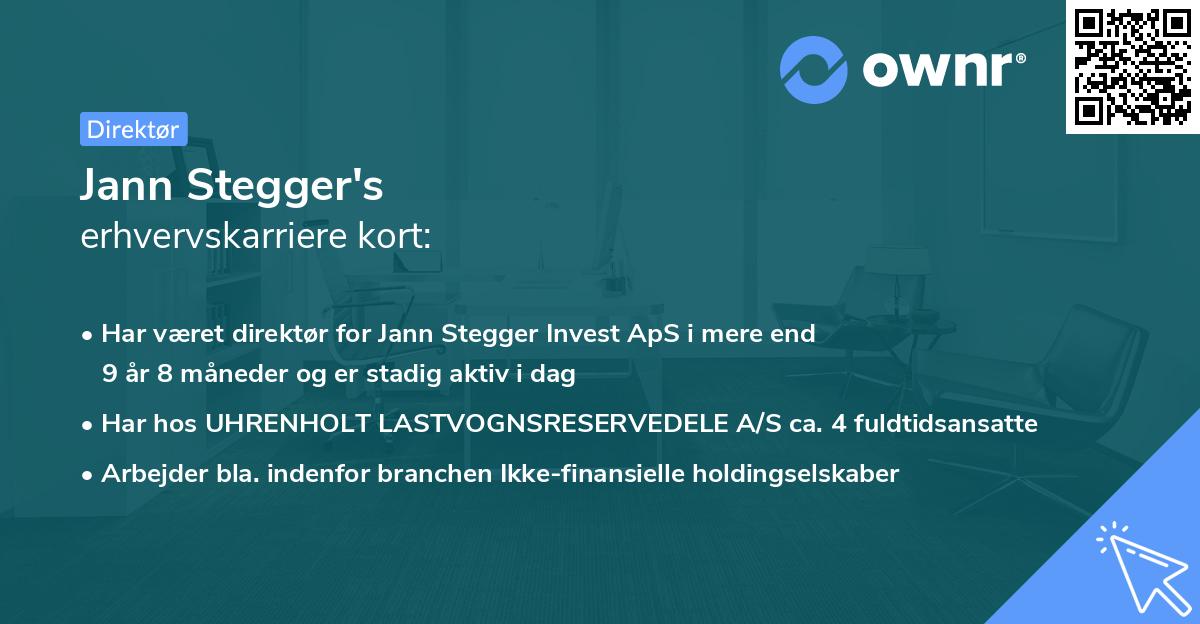 Jann Stegger's erhvervskarriere kort