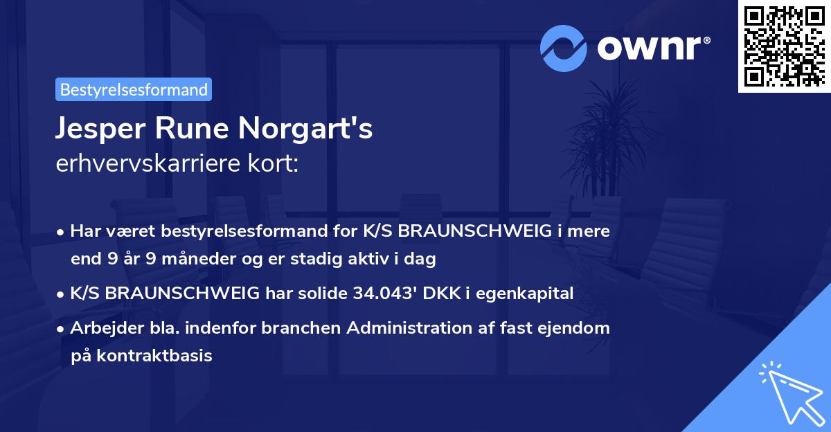 Jesper Rune Norgart's erhvervskarriere kort