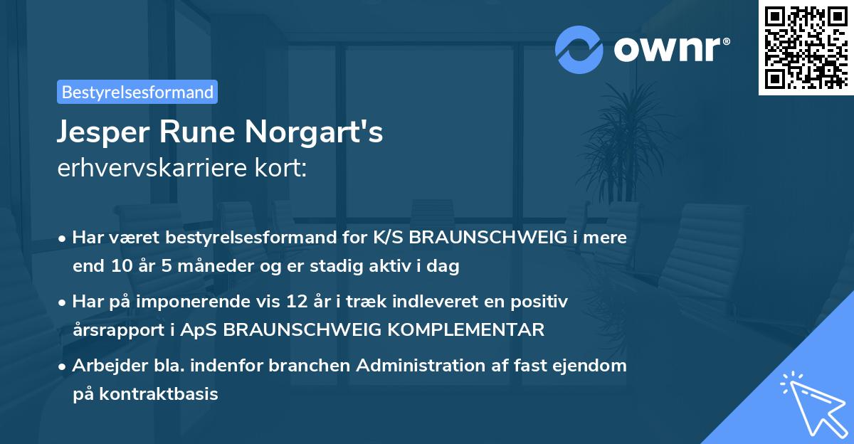 Jesper Rune Norgart's erhvervskarriere kort