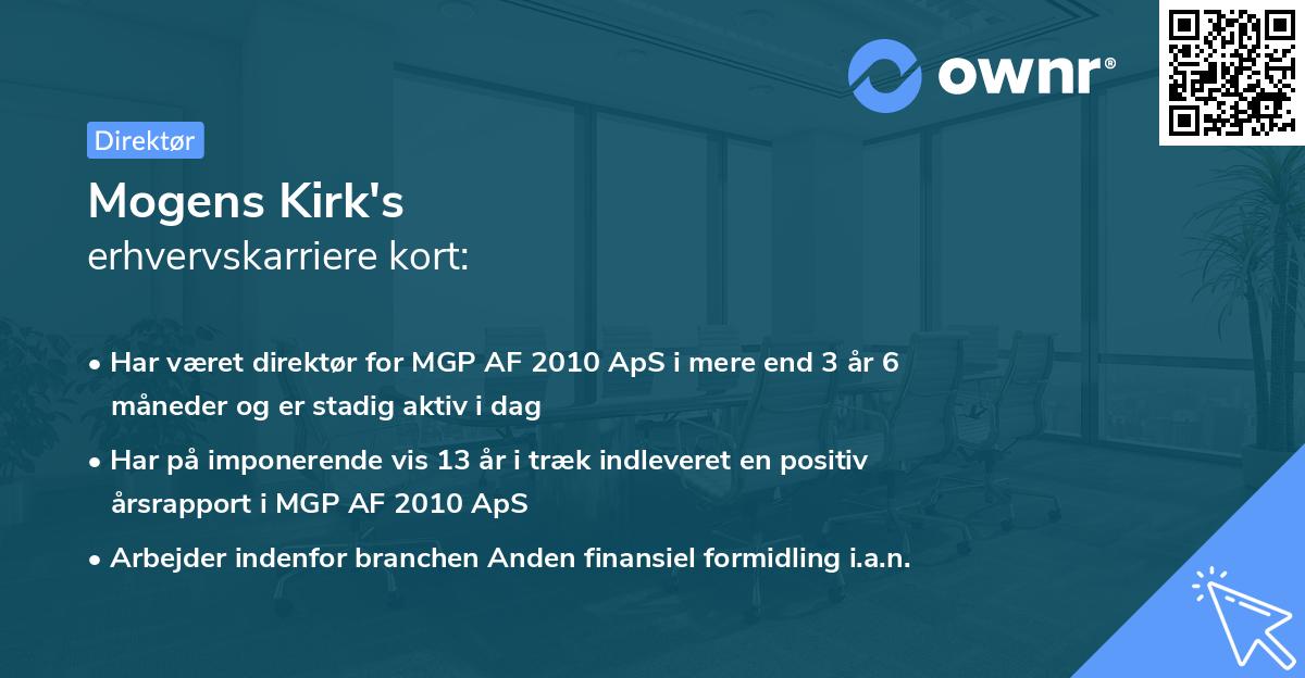 Mogens Kirk's erhvervskarriere kort