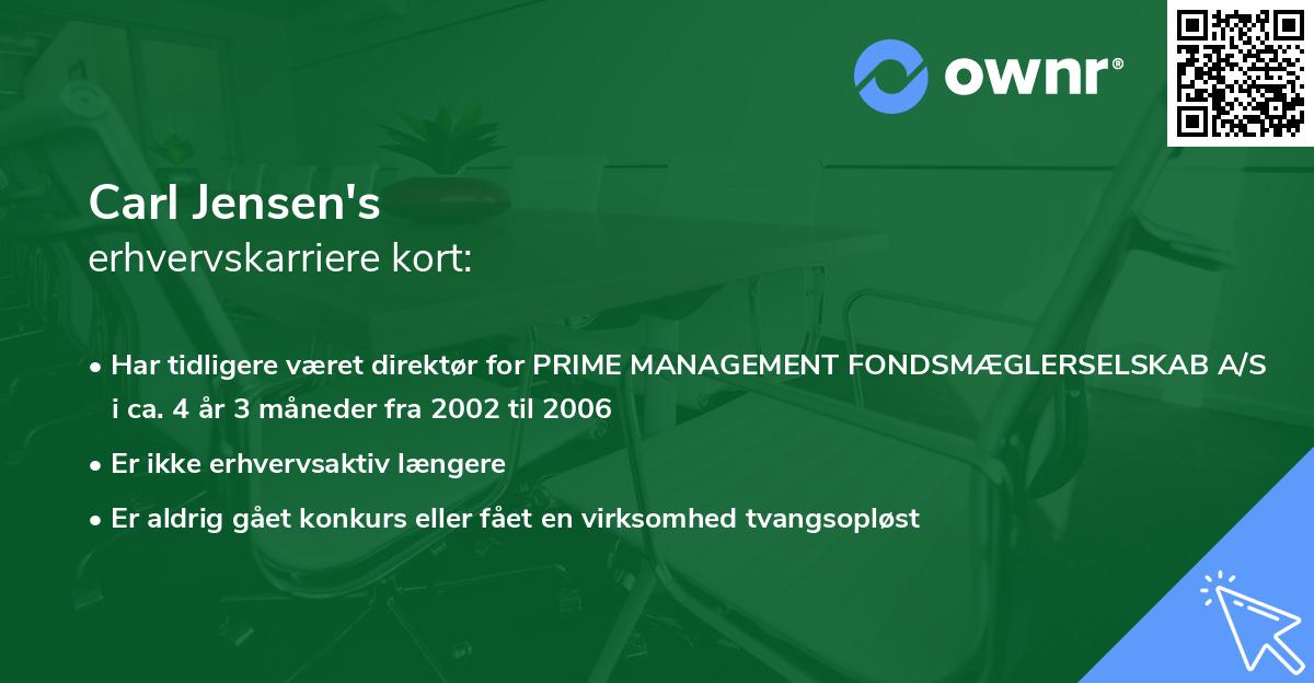 Carl Jensen's erhvervskarriere kort