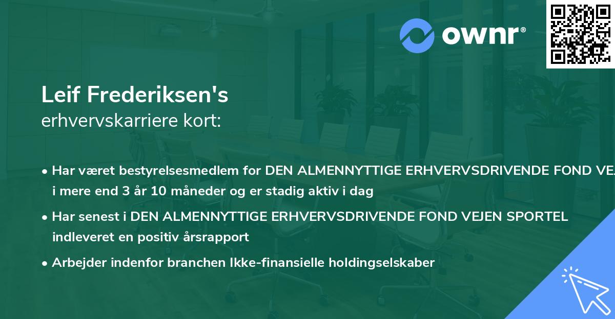 Leif Frederiksen's erhvervskarriere kort