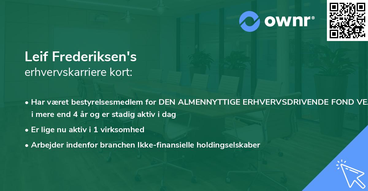 Leif Frederiksen's erhvervskarriere kort