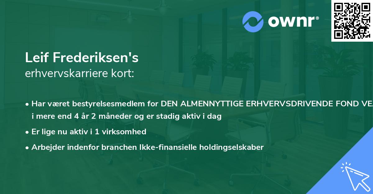 Leif Frederiksen's erhvervskarriere kort