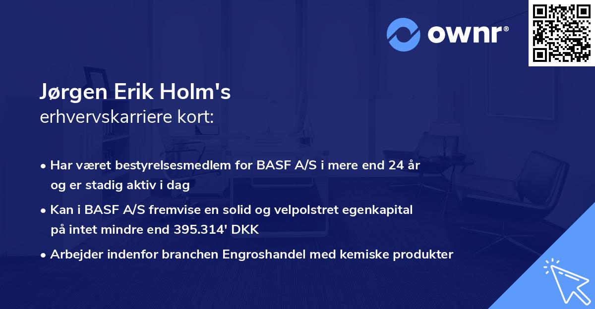 Jørgen Erik Holm's erhvervskarriere kort