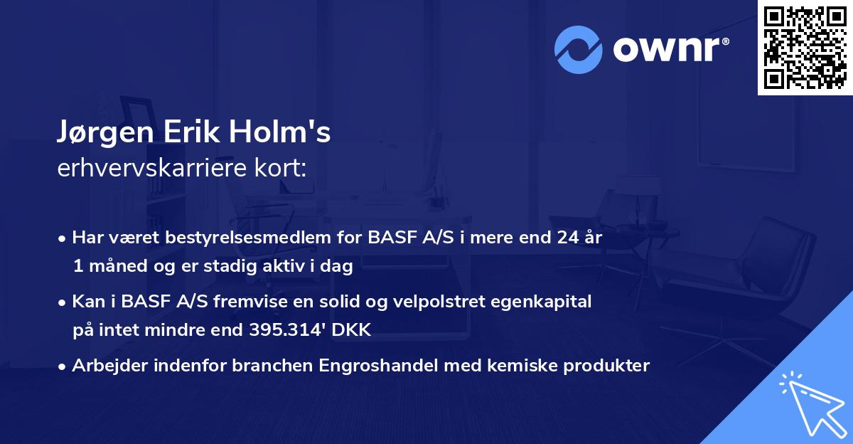 Jørgen Erik Holm's erhvervskarriere kort