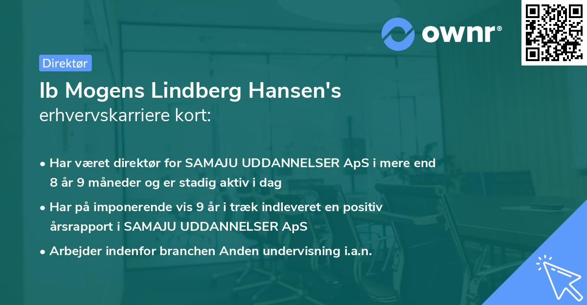 Ib Mogens Lindberg Hansen's erhvervskarriere kort