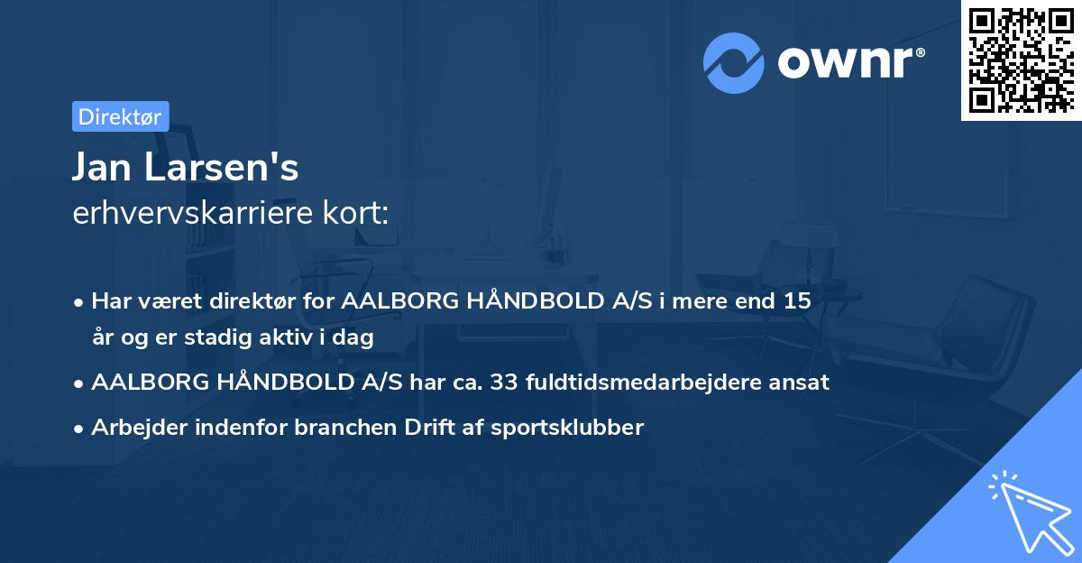 Jan Larsen's erhvervskarriere kort