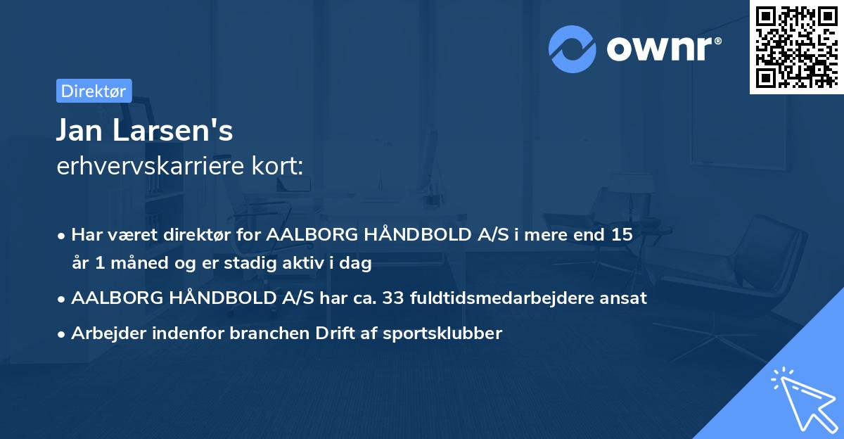 Jan Larsen's erhvervskarriere kort