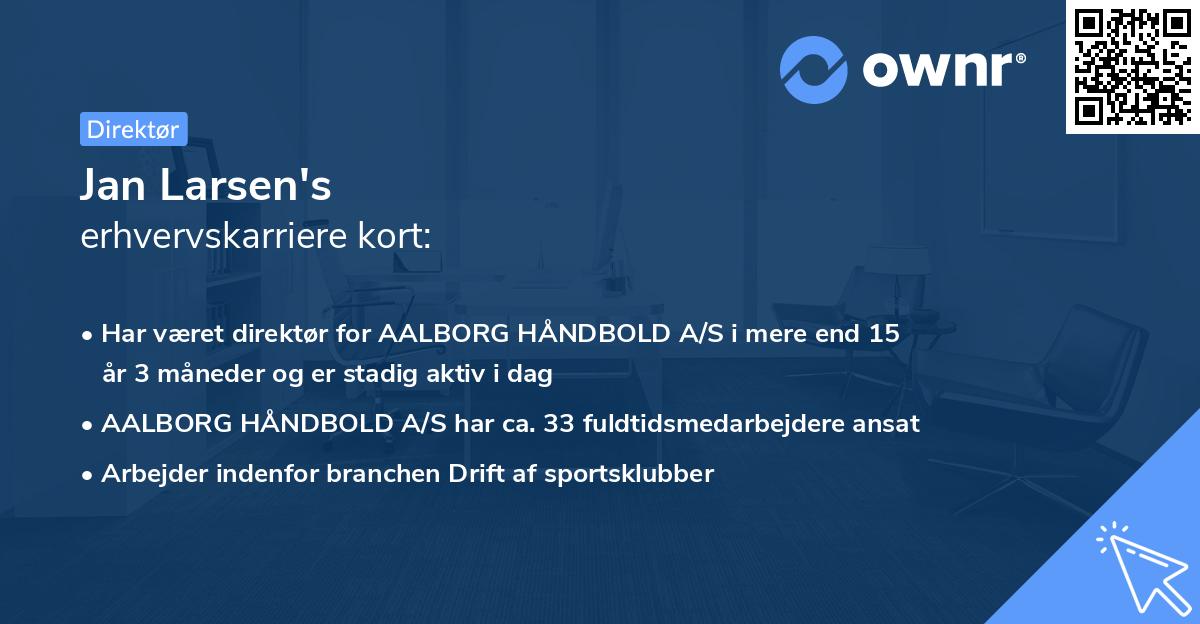 Jan Larsen's erhvervskarriere kort