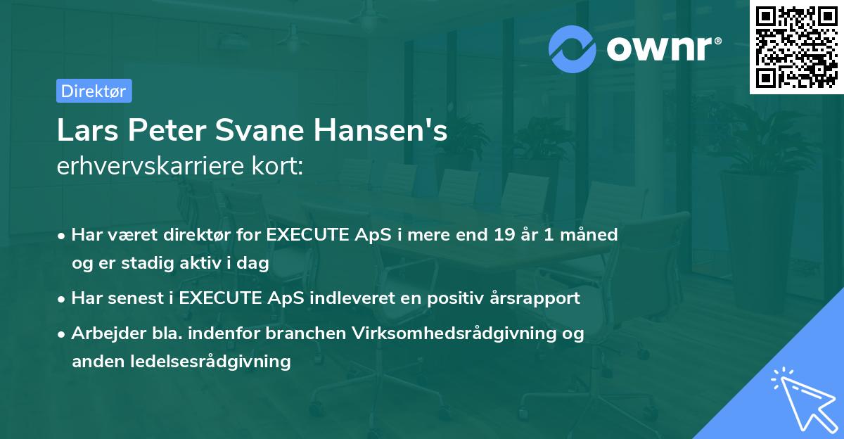 Lars Peter Svane Hansen's erhvervskarriere kort