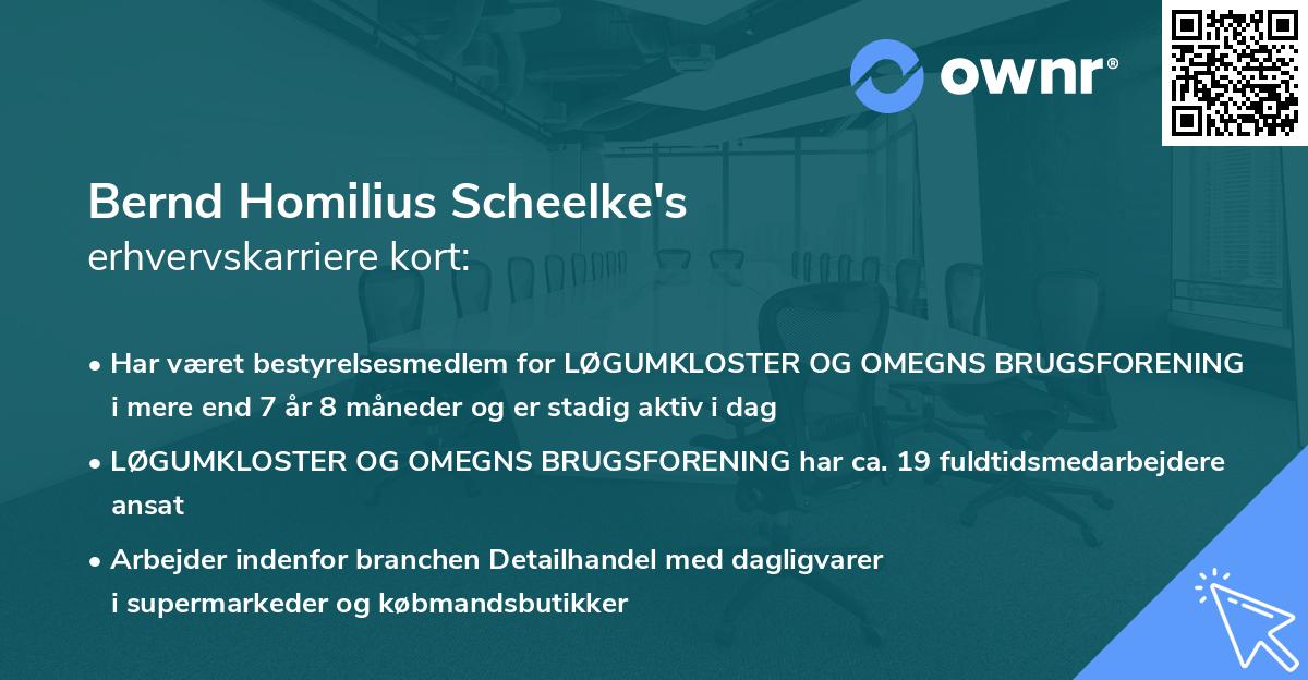 Bernd Homilius Scheelke's erhvervskarriere kort