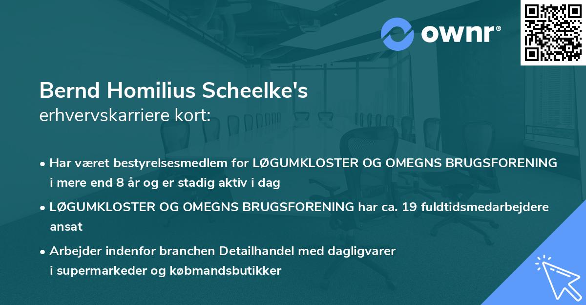 Bernd Homilius Scheelke's erhvervskarriere kort